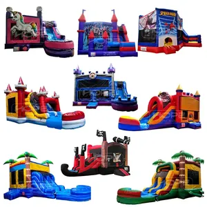 Engineering Vehicle Jumping Castle Combo Construction Truck Jumper Slide Inflatable Bounce House For Sale