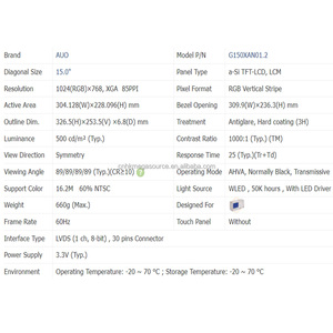 G150XAN01.2 AUO Módulo de cristal líquido LCD Pantalla de 15 pulgadas 1024*768 LVDS pantalla LCD - Product Image 2