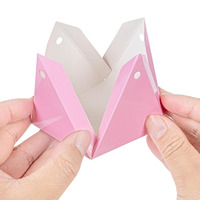 B545 Pyramid Favor Triangle Geschenk boxen Satin band Einweg Pink Paper board Candy Hochzeiten Partys Pyramid Shaped Food Box