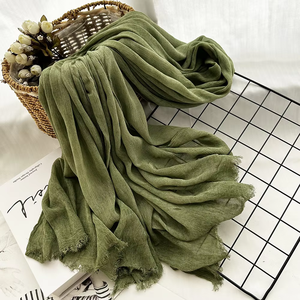 Prêt à expédier été respirant mode Super doux voyage voile léger glands châle Texture sale teint Ombre rides Hijab - Product Image 5