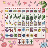 En stock : Ensemble de Mahjong de luxe en acrylique Color Crush, tuiles pliables, portables, durables, monocouche, blanches, pour enfants et familles