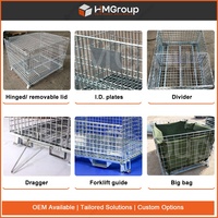 Conteneur en treillis métallique galvanisé pliable et empilable pour stockage en entrepôt