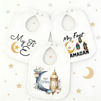 Bavoirs en coton imprimés motif lettre « Mon Premier Ramadan » pour nouveau-né garçon et fille, bavoirs anti-salive pour bébés musulmans, cadeau souvenir islamique