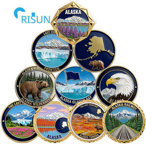 Médaille souvenir personnalisée avec paysage <span class=keywords><strong>de</strong></span> la faune <span class=keywords><strong>de</strong></span> l'Alaska (États-Unis), pièces commémoratives avec boîte, pièce <span class=keywords><strong>de</strong></span> défi personnalisée <span class=keywords><strong>de</strong></span> l'Alaska - Product Image 1