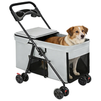 Poussette pliable pour animaux de compagnie de taille moyenne et grande, légère, respirante, avec fenêtres de ventilation