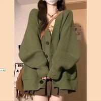 Suéter de punto de alta calidad para mujer, suéter de abrigo para mujer, chaqueta cárdigan suelta