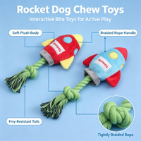 Jouet en peluche interactif pour chien, en forme de nœud de corde, couineur, avec rembourrage en coton PP, durable, résistant aux morsures, pour soulager l'ennui et l'entraînement à la mastication