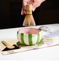 Coffret Cadeau Noir – Ensemble d'Outils Artisanaux Rayés pour la Préparation du Matcha avec Bol Chawan à Bec Verseur