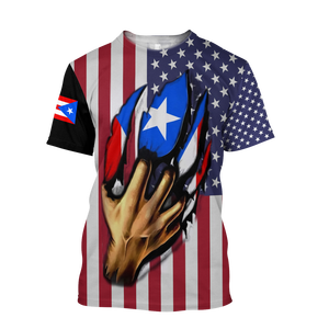 Nouveauté T-shirt noir avec drapeau de Porto Rico pour hommes, T-shirt à manches courtes avec logo personnalisé imprimé Coqui de Porto Rico en gros - Product Image 2