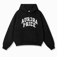 Sweat à capuche personnalisé pour homme en molleton épais, coupe ample à épaules tombantes, avec bordure brute et broderie appliquée, style streetwear vintage