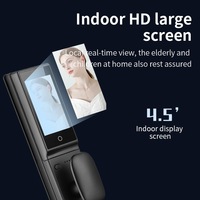 Cerradura Inteligente con Videoportero WiFi Tuya Cloud, Reconocimiento Facial, Huella Dactilar, Contraseña, Control por Aplicación, Anti-robo, Madera/Aleación de Aluminio