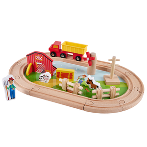 Jeux à jouer <span class=keywords><strong>Train</strong></span> <span class=keywords><strong>en</strong></span> <span class=keywords><strong>bois</strong></span> Farm Track Toys Educational DIY Toy Set For Kids 22pcs Railway Set - Product Image 4