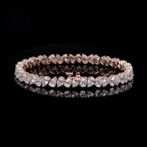 14K White <b>Gold</b> Tennis Bracelet Trending Pear Cut Lab Grown Diamond <b>Bangle</b> VVS2 Clarity F Color IGI Certified Unisex Wedding - Product Image 1