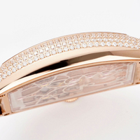 Montre de luxe pour homme, mécanique automatique, tourbillon ajouré, forme tonneau, sertie de moissanite or rose, sport, haute qualité, affaires