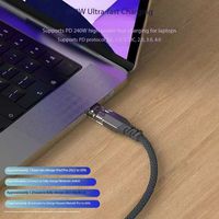 Câble USB-C vers USB-C à charge rapide PD 240W 5A avec lumière LED, blindage tressé, alliage d'aluminium pour iPhone 16/Pro/Plus/Pro Max MacBook
