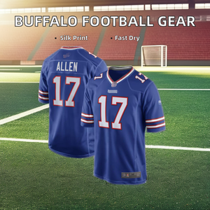 Мужская футболка с коротким рукавом, американская футбольная майка, дышащая рубашка для бизонов, с вышитой надписью Jeffery для #17 Allen - Product Image 4