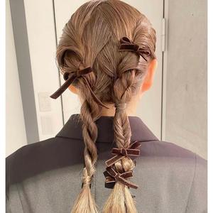 Nuevo Juego de 4 Pinzas para el Cabello con Lazo, Pinzas para el Cabello de Terciopelo para Niñas, Color Sólido, Accesorios para el Cabello de Princesa - Product Image 1