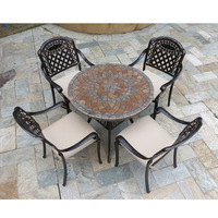 Muebles de Patio, Juegos de Muebles de Jardín para Exteriores, Mesa de Azulejos de Cerámica y Silla Moderna de Aluminio