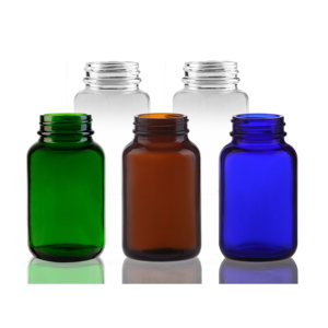Offre Spéciale 120cc 200ml bouteille en verre à large bouche en verre bleu cobalt avec bouchon en plastique pour tablette - Product Image 3