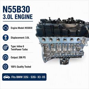 Ensemble moteur N55B30 3.0L 6 cylindres en ligne turbo pour <span class=keywords><strong>BMW</strong></span> F30 F10 X5 X6 335i 535i 2009-2016 306HP, testé, remplacement direct - Product Image 2