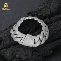 Gelang Rantai Cuban Link Multi Baris Perak Sterling 925 Berkualitas Tinggi NUOYA, Perhiasan Hip Hop Bertabur Berlian untuk Pria dan Wanita