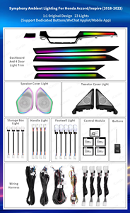 Luz Ambiental Dinámica Symphony ICarsin para Honda Accord 10ª Gen 2018-<span class=keywords><strong>2022</strong></span>, Accesorios de Moldura para Mejora de Iluminación LED Interior - Product Image 2