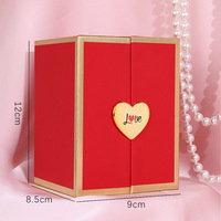 Boîte cadeau de fleurs préservées à double porte sans fermeture, boîte à bijoux en rose pour la Saint-Valentin, boîte cadeau haut de gamme