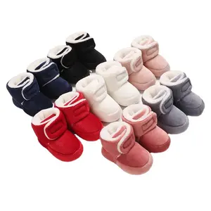 Tela de algodón felpa invierno cálido 0-18 meses Prewalker antideslizante bebé niña calcetines Zapatos recién nacido botines botas Calcetines