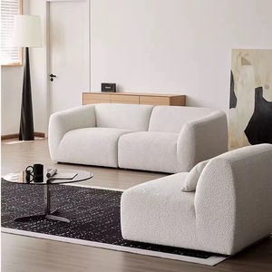 Juego de sofá de tela crema de estilo Simple moderno <span class=keywords><strong>italiano</strong></span> minimalista nube recta de tres plazas para apartamento pequeño sala de estar esponja - Product Image 1