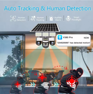 Kamera Keamanan CCTV V380 Outdoor Wifi 12MP 3 Lensa 3PTZ Kontrol Ponsel Tenaga Surya Tahan Air Pelacakan Otomatis 4G Deteksi Gerak Audio Dua Arah - Product Image 5