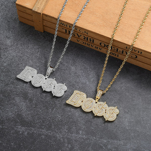 Colgante con letra, colgante estilo hip hop con circonita, collar con letra del dólar estadounidense. - Product Image 2