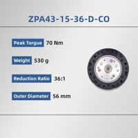 Actionneur de joint robotique ZPA43-15-36-D-CO, réduction 36:1, diamètre extérieur 56 mm, couple 70 Nm, 530 g pour les articulations de coude et de genou de robots humanoïdes