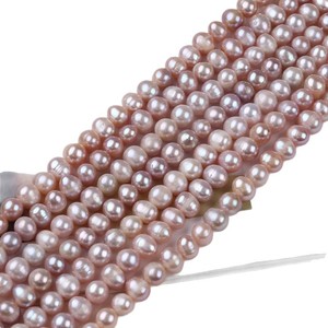 Perles de culture d'eau douce ovales naturelles Zhuji 7-8 mm, couleur violet punch, pour collier et bracelet DIY, vente en gros en vrac - Product Image 5