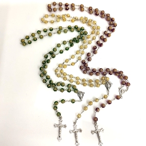 <span class=keywords><strong>Rose</strong></span> flower acrylic beads, new arrival, 8mm, with gold medal, catholic religious rosary for praying - Product Image 2