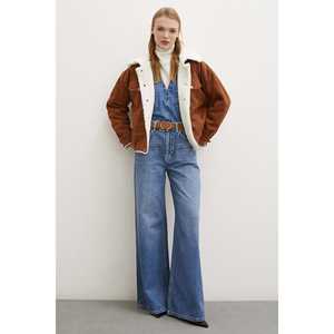 Abrigo de Gamuza Color Café para Mujer, Casual, Manga Larga, Forro de Piel Sintética, Cálido - Product Image 5