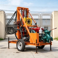 Foreuse hydraulique diesel certifiée CE ISO sur roues pour puits d'eau, machine de forage de puits jusqu'à 150 m de profondeur