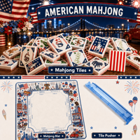 Ensemble de Mahjong américain de luxe en acrylique transparent avec design du drapeau américain, 160 pièces, qualité casino, fabriqué sur mesure, original d'usine
