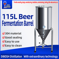 Fermoire à alcool en acier inoxydable, avec fond conique et vannes de vidange, 115l