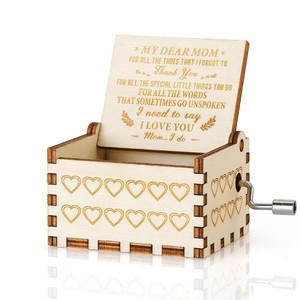 Boîte à musique en contreplaqué à manivelle, motif cœur sculpté, cadeau d'amour et <span class=keywords><strong>de</strong></span> bénédiction pour Noë<span class=keywords><strong>l</strong></span>, <span class=keywords><strong>le</strong></span> Nouvel An chinois, décoration <span class=keywords><strong>de</strong></span> fêtes, édition internationale - Product Image 5
