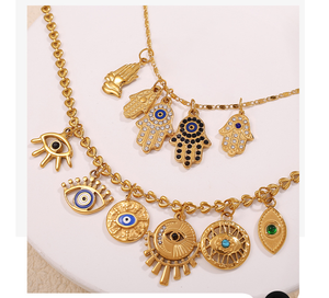 إكسسوارات دلاية ساحرة ذاتية الصنع من الفولاذ المقاوم للصدأ عيار 18 قيراط مطلية بالذهب إكسسوارات دلاية على شكل عين اليد - Product Image 6