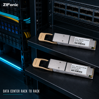 Modul Transceiver Optik 400G QSFP112 VR4 850nm Multimode MPO-12 50m 400Gbps untuk Uplink Rak ke Rak di Pusat Data