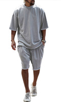 Ensemble t-shirt et short de marque unisexe personnalisé ensemble deux pièces surdimensionné vierge shorts et t-shirts pour hommes en tissu tricoté imprimé décontracté