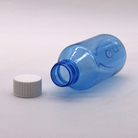 Échantillon gratuit 150ML 5OZ PET vide bleu sirop contre la toux médicament bouteille en plastique avec joint inviolable avec couleur personnalisée