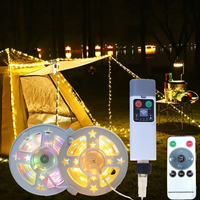 Abnehmbare Klebeband-Campinglichter USB-Aufladbare Ferngesteuerte Kabellichter für Outdoor-Weihnachtsbaum-Lichterketten