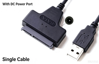 Adaptateur USB 2.0 Type-C vers SATA 22 broches, câble de données externe blindé tressé avec convertisseur de port DC pour disque dur (SSD HDD)