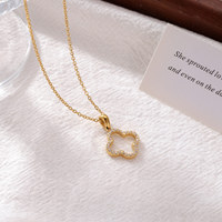 Collier Trèfle à Quatre Feuilles en Acier Inoxydable 316L Plaqué Or avec Zirconiums CZ, Vente en Gros, Bijoux de Luxe Tendance pour Femme, Idéal pour les Fêtes