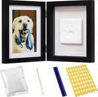 Cadre photo commémoratif en bois écologique personnalisable pour animaux de compagnie, empreintes de pieds et de mains de nouveau-né, empreintes de pattes d'animaux, tampon encreur sûr et propre
