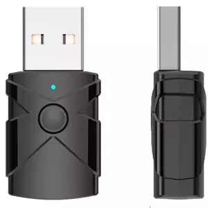 USB蓝牙加密狗USB 3.5毫米RCA立体声接收器发射器声卡，带麦克风4合1模式无线音频适配器，适用于电脑电视