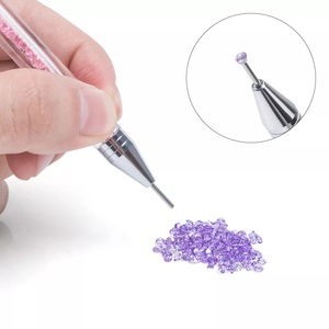 Crayon de prélèvement de strass double embout avec manche en acrylique, outil de pose de cristaux et gemmes pour nail art, avec embouts en cire - Product Image 3