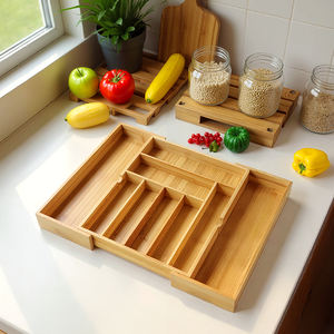 WDF Oferta Especial Divisores de Cajón Organizador de Cubiertos y Platería Bandeja para Cajón de Cocina Organizadores de Cajón de Bambú para Uso Doméstico - Product Image 5